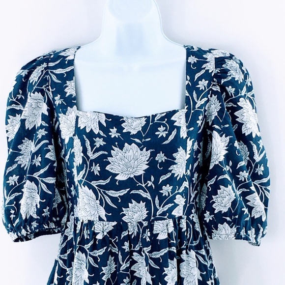 Monsoon and Beyond Estella Midi Dress Blue Rohida Floral Print Handmade Sz S - Picture 4 of 16